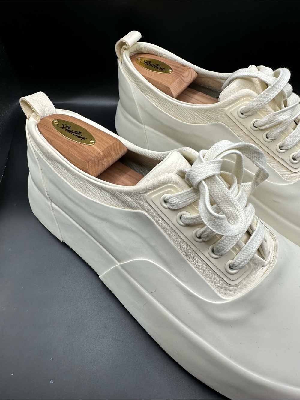 Ambush Minimalist Leather and Rubber White Platform Sneakers EU44 - Picture 2 of 13